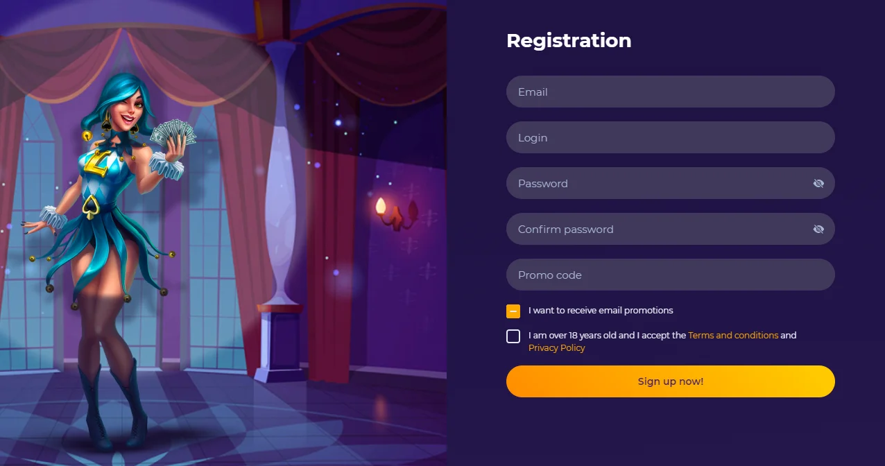 Registration at iWild Casino