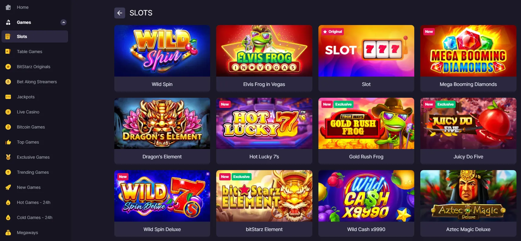 Selection of Games and Providers