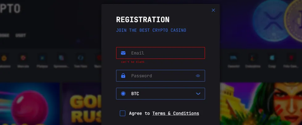 Registration at LTC Casino