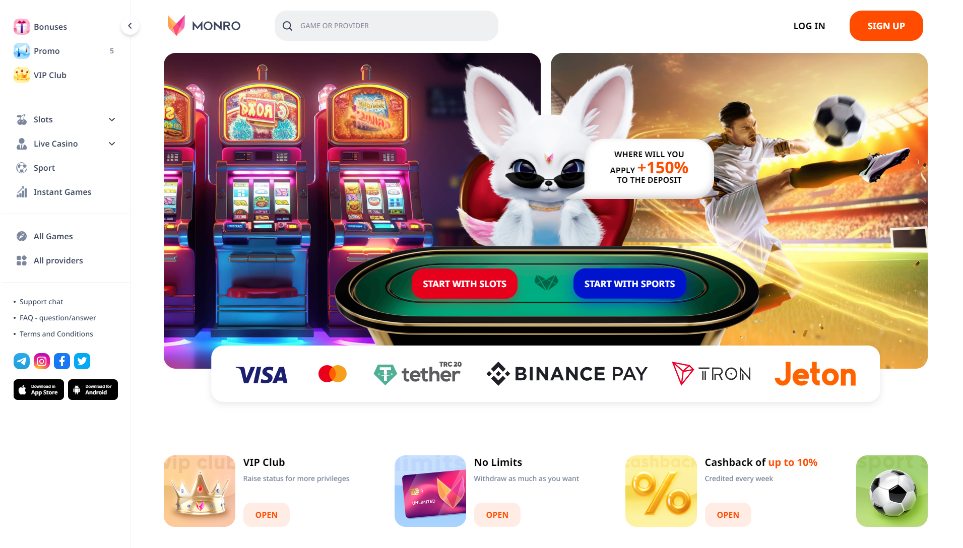 Monro Casino Interface