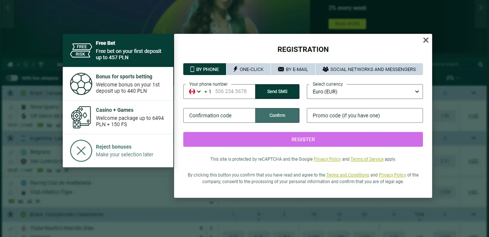 Registration at Spinbetter