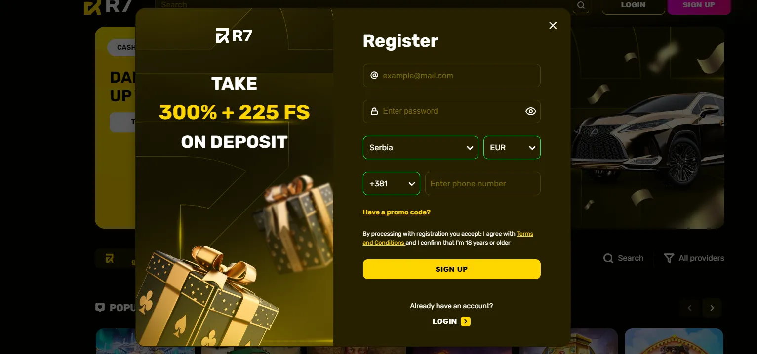 Registrierung im R7 Casino